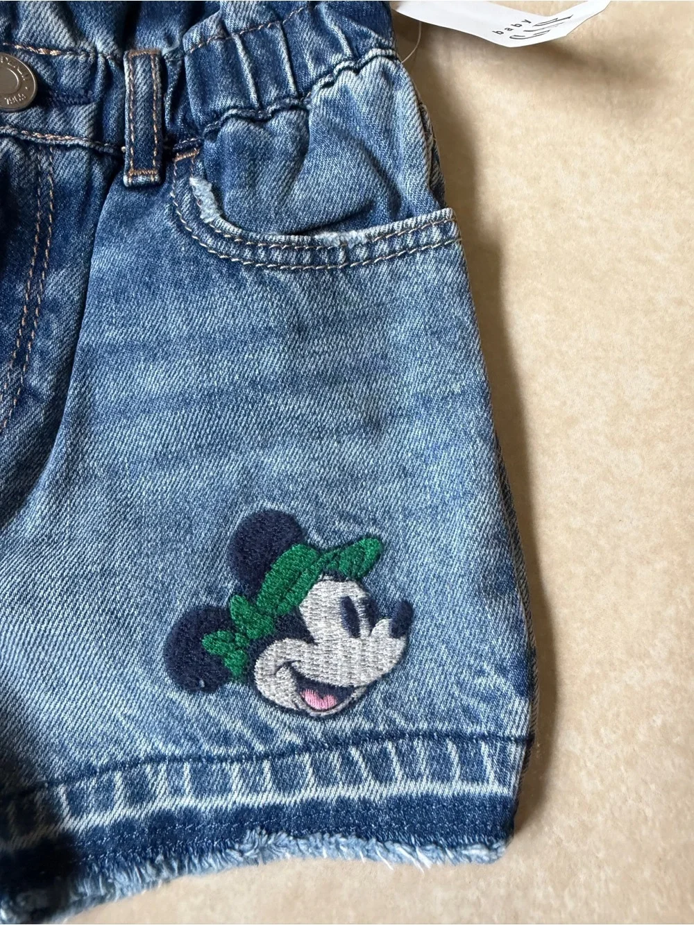 Baby Gap Disney Minnie Mouse Denim Paperbag Shorts Blue Jean 4 Years